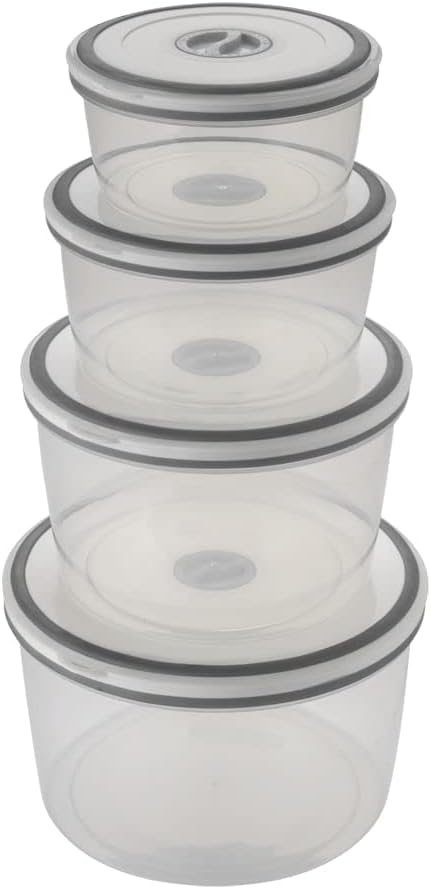 Electrolux - Kit de contenedores herméticos de plástico, redondos, transparentes/blancos, 4 unidades