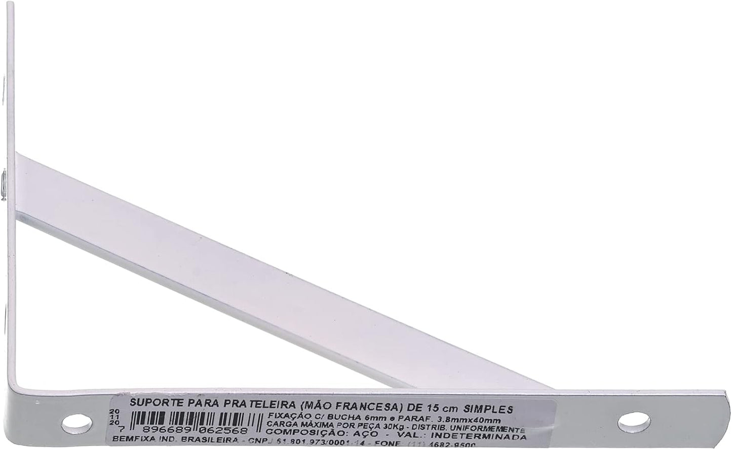 Soporte de estante de aluminio BemFixa de 15 cm, blanco