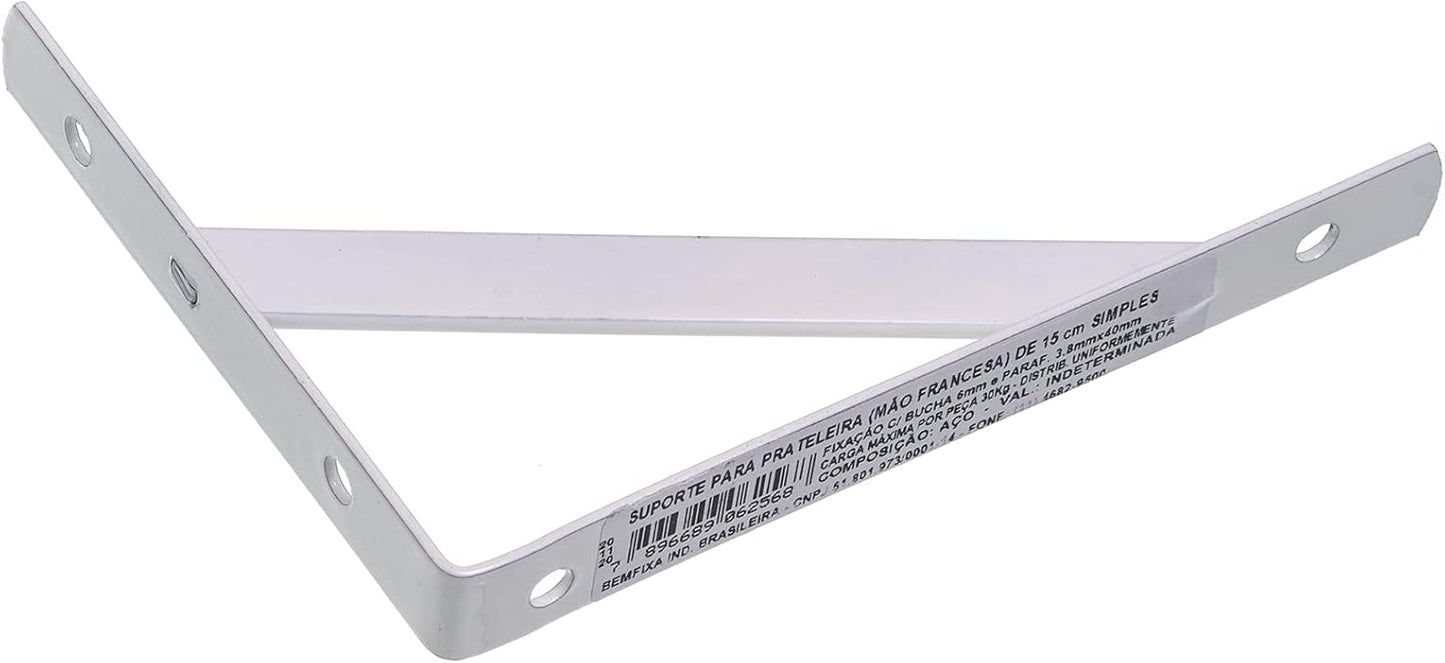Soporte de estante de aluminio BemFixa de 15 cm, blanco