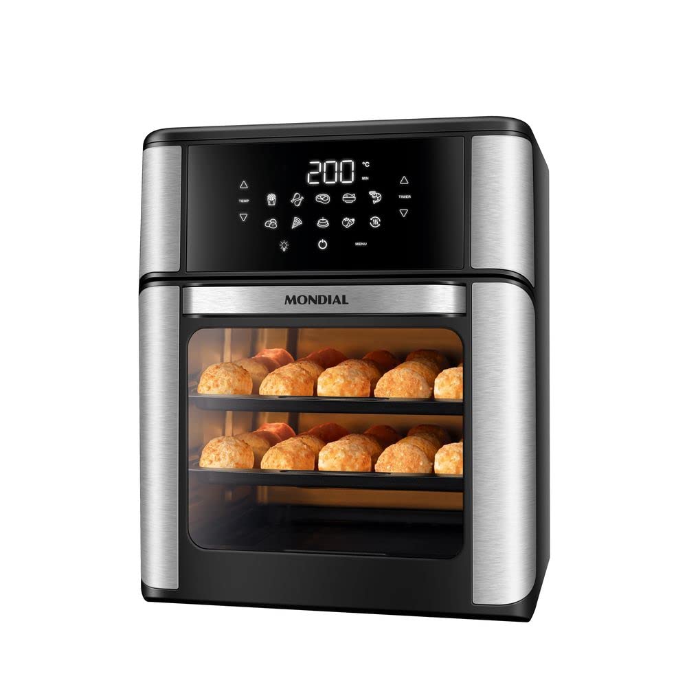 Fritadeira Air Fryer Forno Oven 12 Litros, Mondial, Preto/Inox