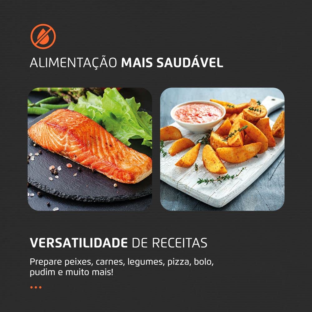 Fritadeira Air Fryer Forno Oven 12 Litros, Mondial, Preto/Inox