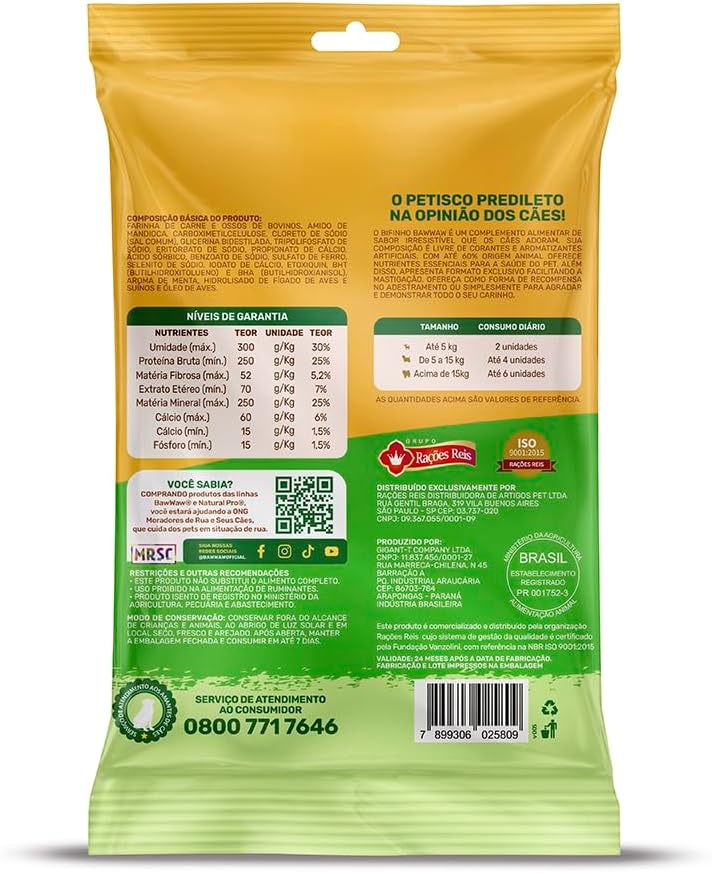 Bifinho Baw Waw Cuidado Dental Sabor Menta 50g