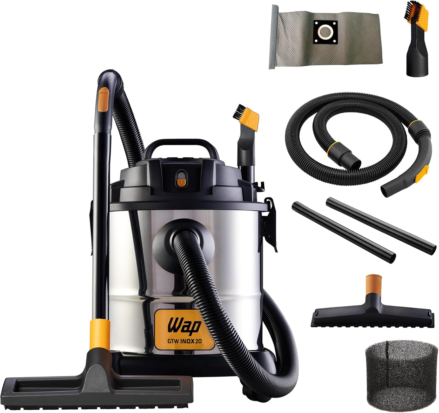 WAP Aspirador de Pó e Água Barril GTW INOX 20 Litros, com Filtro Lavável, 1600W - 220V