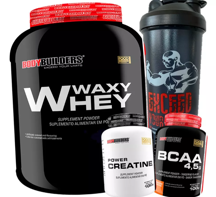 Kit Whey Protein Bodybuilders 2kg + Bcaa + Creatina + Shaker