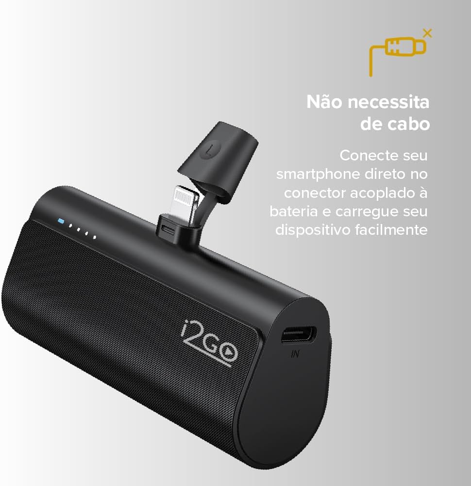 Carregador Portátil (Power Bank) i2GO Pocket 5000mAh - Modelo Lightning- Bivolt