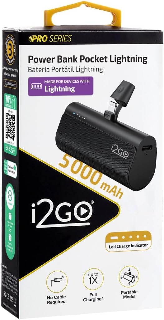 Carregador Portátil (Power Bank) i2GO Pocket 5000mAh - Modelo Lightning- Bivolt