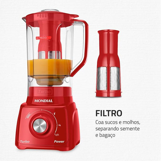 Licuadora Mondial L-99 Turbo 3 Velocidades 500W Roja