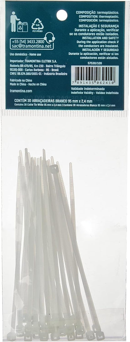 Abraçadeira de Nylon 95x2,4 mm Tramontina Branca