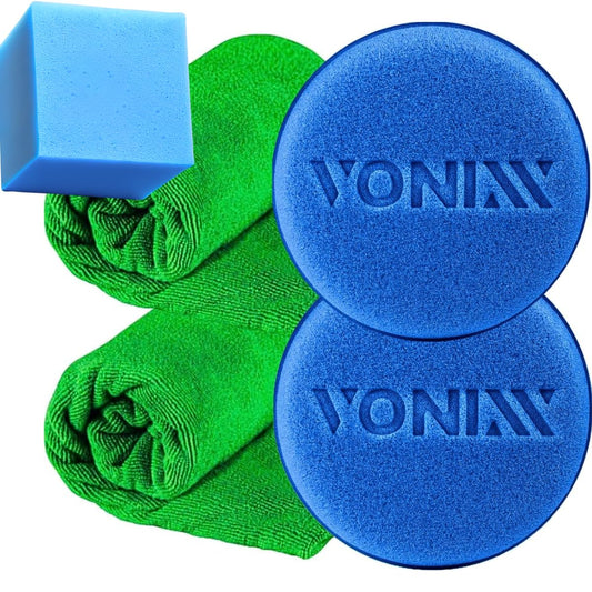 Kit Detalhamento Automotivo 2 Aplicadores de Espuma Vonixx + 2 Flanelas Microfibra 40x40